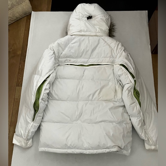 Foursquare Mens Large White/Green Hooded Snowboard Parka 25k Insulated Jacket - Picture 4 of 15